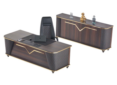 Komplett Schreibtisch Bürostuhl Sideboard Braun Schwarz Arbeitszimmer