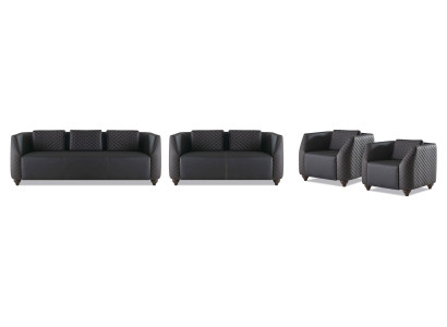 Sofagarnituren 3-Sitzer 2-Sitzer Sessel Schwarz Ledersofas Polster Couch
