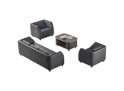 Sitzmöbel Leder 3-Sitzer Sessel Couchtisch Schwarz Braun Ledersofas