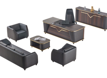 Komplett Arbeitszimmer Set Schreibtisch Sofas Sideboard Büroeinrichtung