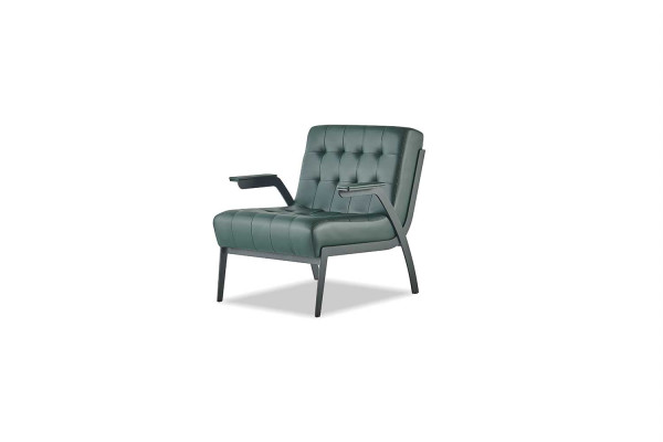 Sofa-Set Grün Einfarbig Modern Edelstahl Stil Chesterfield Leder Holz