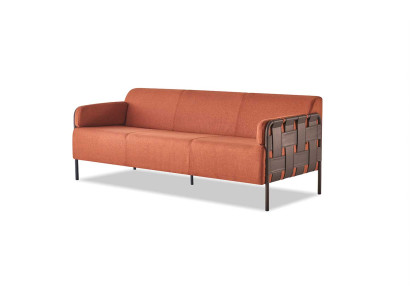 Ledersofa 3-Sitzer Orange Sofa Modern Couch Dreisitzig Weich Sitzmöbel