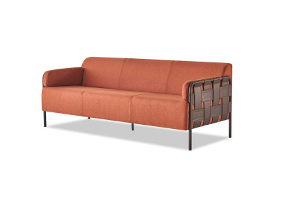 Ledersofa 3-Sitzer Orange Sofa Modern Couch Dreisitzig Weich Sitzmöbel