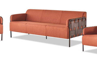 Komplett-Set 3-Sitzer 2-Sitzer Sessel Orange Sofagarnituren Sofas Textil