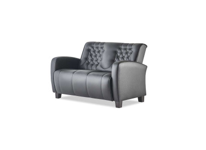 Ledesofa Chesterfield Couch 2-Sitzer Sofa Modern Zweisitzig Leder Holz