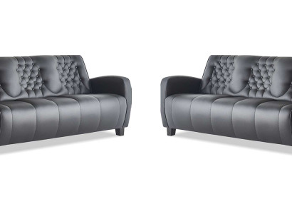 Chesterfield Couch 3-Sitzer Sofas Sofa-Set Modern Ledersofas Holz Knöpfe