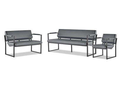 Komplett Schwarz Ledersofas Sofa-Set Couch 3-Sitzer 2-Sitzer Sessel Holz