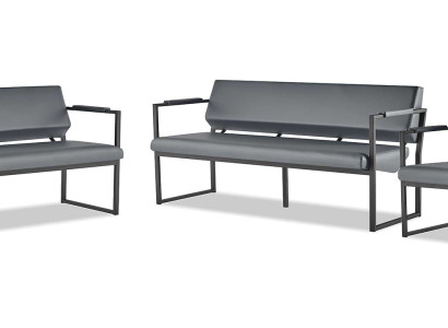 Komplett Schwarz Ledersofas Sofa-Set Couch 3-Sitzer 2-Sitzer Sessel Holz