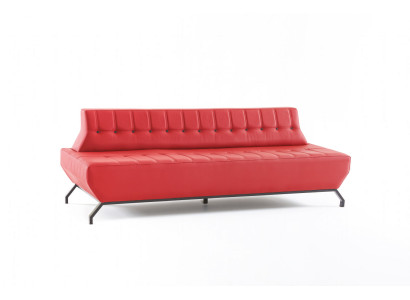 Couch Art Deco Design Rot 3-Sitzer Sofa Sitzmöbel Chesterfield Knöpfe