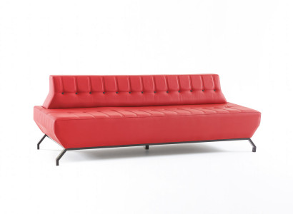 Couch Art Deco Design Rot 3-Sitzer Sofa Sitzmöbel Chesterfield Knöpfe