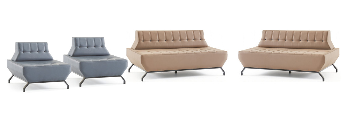 Ledesofas Set 2-Sitzer Sessel Beige Grau Chesterfield Sofas Edelstahl