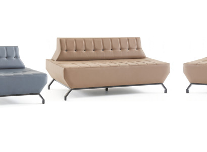 Ledesofas Set 2-Sitzer Sessel Beige Grau Chesterfield Sofas Edelstahl