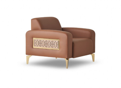 Sessel Braun Leder Edelstahl Lehnsessel Weich 1-Sitzer Modern Armlehnen