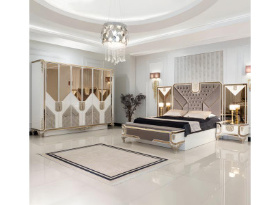 Schlafzimmer Set Bett + 2x Nachttische + Kleiderschrank 5tlg Komplett Möbel Hoz