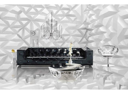 Designer XXL BIG Sofa mit Kristallsteinen Leder Elegante Polster Couch Garnitur