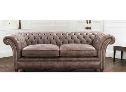 Chesterfield Sofa Couch Polster Garnitur 3 Sitzer Sitz Leder Textil  161013-24