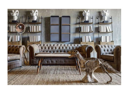 Sofagarnitur Polster Couch Sofa Klassik Chesterfield 3 Sitzer Set Neu NAPOLI V