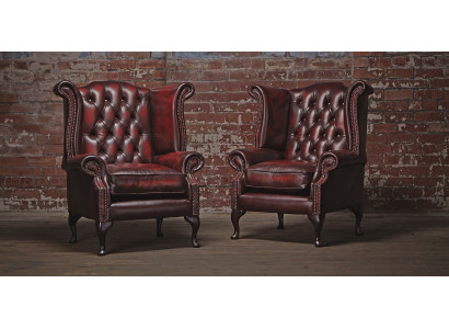 Echter Chesterfield  Ohrensessel Sessel Couch Sofa Polster Sitz Lounge Antik