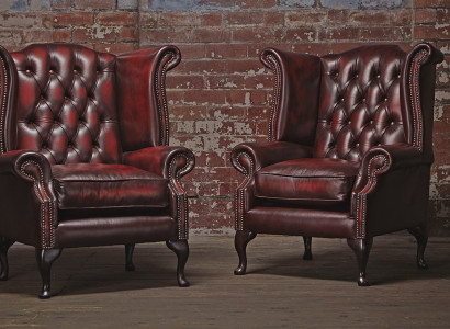 Echter Chesterfield  Ohrensessel Sessel Couch Sofa Polster Sitz Lounge Antik