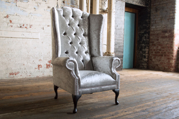 Ohrensessel Sessel Fernseh Design Polster Sofa Couch Chesterfield Textil 1082