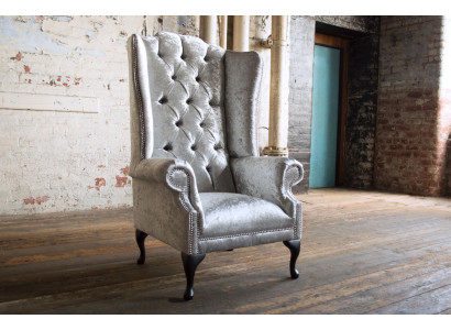 Ohrensessel Sessel Fernseh Design Polster Sofa Couch Chesterfield Textil 1082