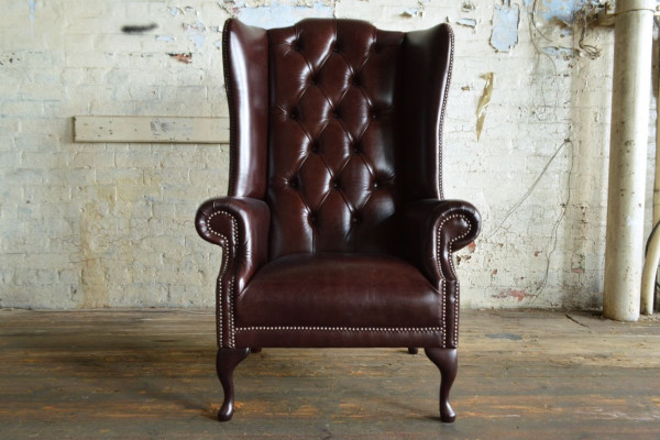 Ohrensessel Sessel Fernseh Design Polster Sofa Couch Chesterfield Leder Neu 348