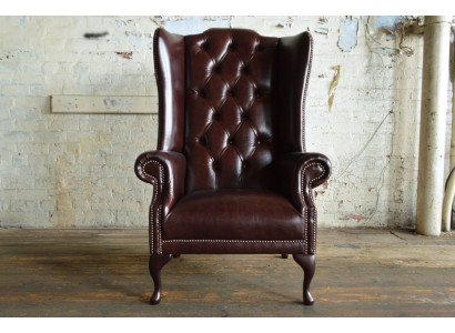 Ohrensessel Sessel Fernseh Design Polster Sofa Couch Chesterfield Leder Neu 348