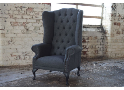 Ohrensessel Sessel Fernseh Design Polster Sofa Couch Chesterfield Textil Neu 359