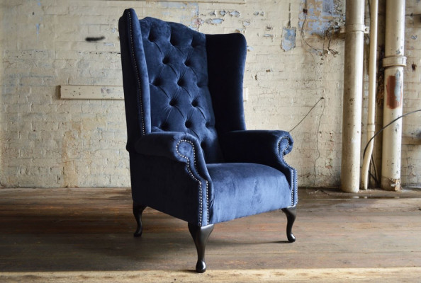 Ohrensessel Sessel Fernseh Design Polster Sofa Couch Chesterfield Textil Neu 362