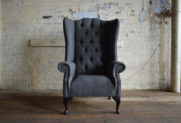 Ohrensessel Sessel Fernseh Design Polster Sofa Couch Chesterfield Textil Neu 344