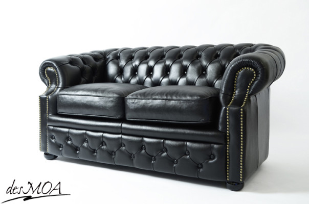 Sofa Couch Chesterfield  Polster Sofas 2 Sitzer Leder Textil Lounge Club  #289