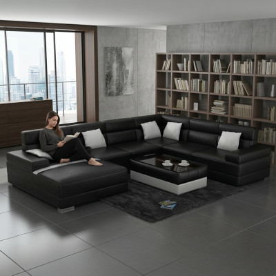 Ledersofa Couch Wohnlandschaft Ecksofa Eck Garnitur Design Modern Sofa F3016 neu