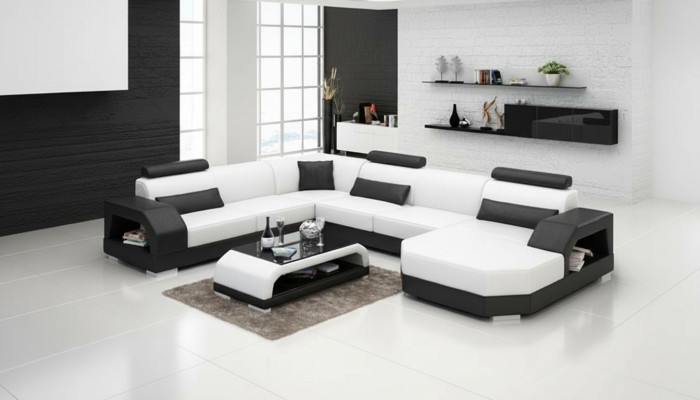Ledersofa Couch Wohnlandschaft Ecksofa Eck Garnitur Design Modern Sofa G8001