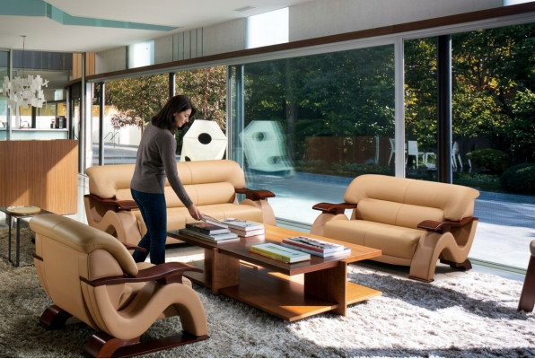 Sofagarnitur Leder Sofa Set 3+2 (ohne Sessel) Couch Sitz Polster Garnitur 2033