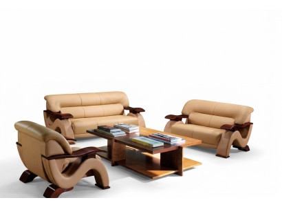 Sofagarnitur Leder Sofa Set 3+2 (ohne Sessel) Couch Sitz Polster Garnitur 2033