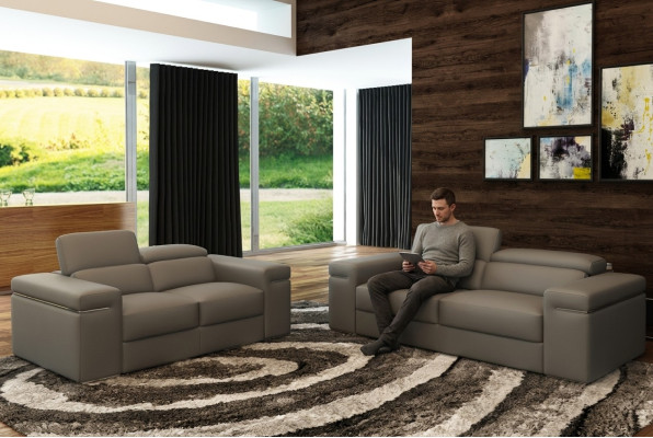 Verstellbare Ledercouch Sitz Polster Wohnzimmer Set Leder Garnitur Sofa Couch 3+2+1