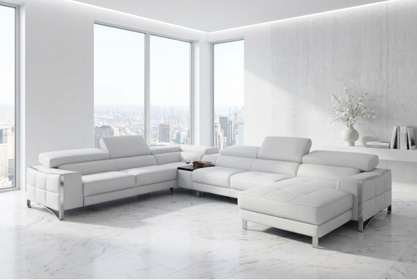 Multifunktion Couch Ecksofa Medien TV Sofa Couch Ledersofa Wohnlandschaft UForm