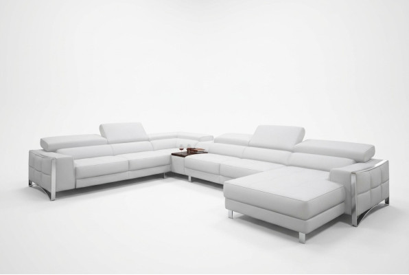Multifunktion Couch Ecksofa Medien TV Sofa Couch Ledersofa Wohnlandschaft UForm
