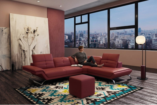 Multifunktion Couch Ecksofa Medien TV Sofa Couch Ledersofa Wohnlandschaft LForm