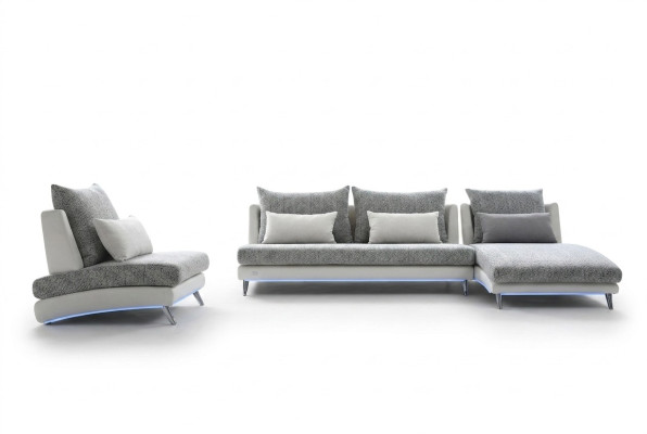 Moderne Design Ecksofa Polster Couch Garnitur 155x390cm Stoff Textil Sofa Ecke