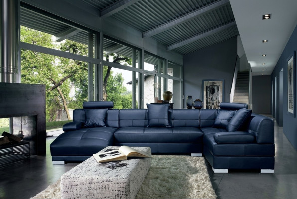 Ledersofa Couch Wohnlandschaft Ecksofa Eck Garnitur Design Modern Dekor