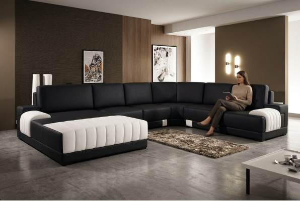Polster Ledersofa Sofa Couch Polster Eck Sitz Garnitur U Form XXL Big
