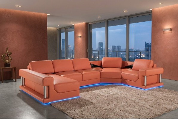 Ledersofa Couch Wohnlandschaft Ecksofa Eck Garnitur Design Modern Sofa A1131
