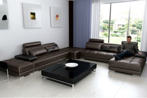 Ledersofa Couch Wohnlandschaft Ecksofa Eck Garnitur Design Modern Sofa Neu A1146