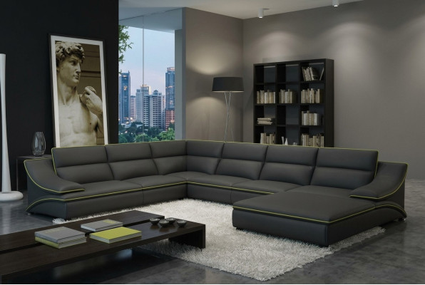 Ledersofa Couch Wohnlandschaft Ecksofa Eck Garnitur Design Modern Sofa