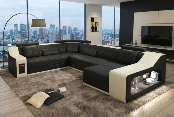 Ledersofa Couch Wohnlandschaft Ecksofa Eck Garnitur Design Modern Sofa Neu B2017
