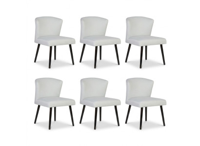 6x Leder Polster Sitz Stühle Lehn Stuhl Design Lounge Club Sessel Garnitur Neu