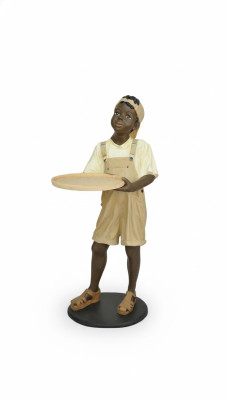Ständer Ablage Karten Getränke Figur Figuren Statue Junge Gastronomie Skulptur