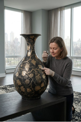 Design Blumen Topf Dekoration XXL Vase Vasen Handarbeit Deko Kelch Pokal 0856