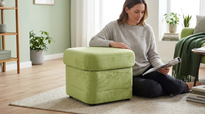 XXL Club Hocker Pufa Leder Ottoman Designer Textil Fußhocker Club Lounge 